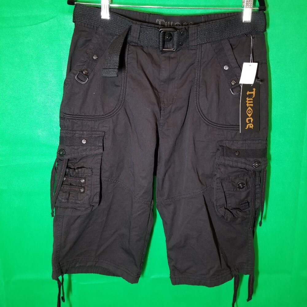 Men’s Black Cargo Shorts with Belt